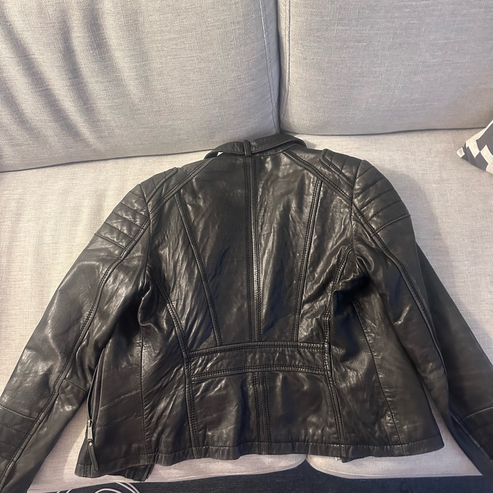 Michael Kors Black Leather Military Jacket - Picture 4 of 5
